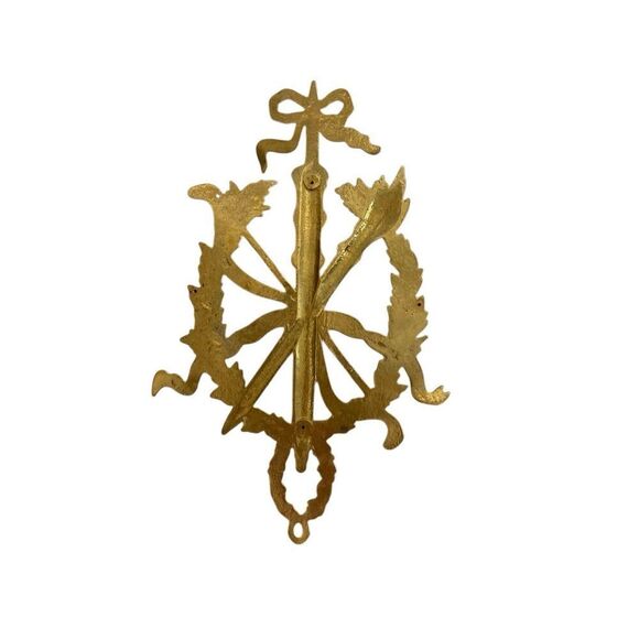 Vintage French Provincial Style Brass Fireplace Screen Embellishment Ribbon & To - Picture 1 of 3